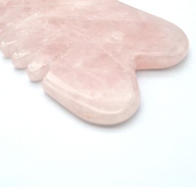 Artesanía hecha a mano rosa natural de cuarzo Gua Sha raspado de masaje peine de pelo Guashsa para la cabeza modo de masaje No abkgs-030