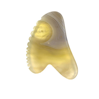 Productos de masaje con logotipo personalizado Agate de flor de cerezo natural Sha Gua Tabla para la terapia de Gua Sha