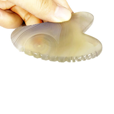 Productos de masaje con logotipo personalizado Agate de flor de cerezo natural Sha Gua Tabla para la terapia de Gua Sha