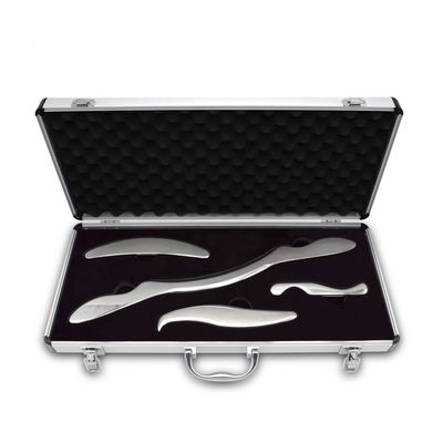 Conjunto de herramientas de masaje corporal de 4 piezas herramientas de raspado de acero inoxidable de calidad médica