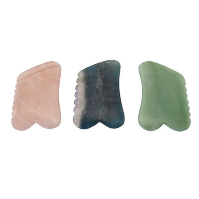 2024 Cuarzo rosa verde aventurina fluorita Gua Sha Herramientas para el levantamiento facial y antienvejecimiento Promueven la desintoxicación de la piel