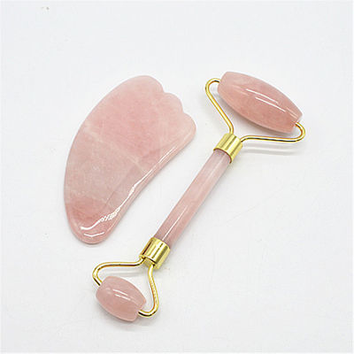 Masaje facial y cuidado de la piel Necesidades de Cuarzo Rosa Gua Sha Conjunto con 90mm de longitud