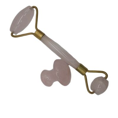 Cuidado natural Jade Stone Roller Set para masajeador de la piel facial Gua Sha herramienta relajante anti-envejecimiento lucha contra las arrugas cuarzo rosa