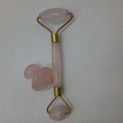 Cuidado natural Jade Stone Roller Set para masajeador de la piel facial Gua Sha herramienta relajante anti-envejecimiento lucha contra las arrugas cuarzo rosa