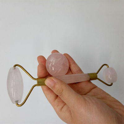 Cuidado natural Jade Stone Roller Set para masajeador de la piel facial Gua Sha herramienta relajante anti-envejecimiento lucha contra las arrugas cuarzo rosa