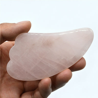 Herramienta de masaje Gua Sha de cuarzo rosa negro pulido para tratamiento de belleza facial natural