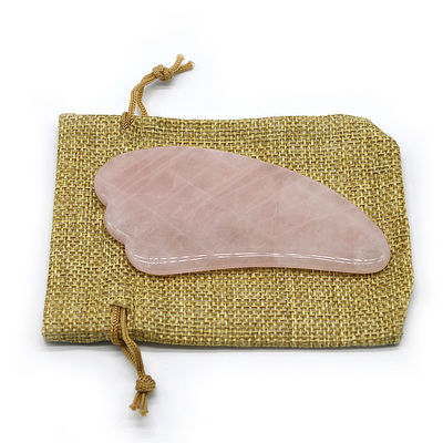 Herramienta de masaje Gua Sha de cuarzo rosa negro pulido para tratamiento de belleza facial natural