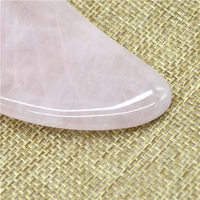 Herramienta de masaje Gua Sha de cuarzo rosa negro pulido para tratamiento de belleza facial natural