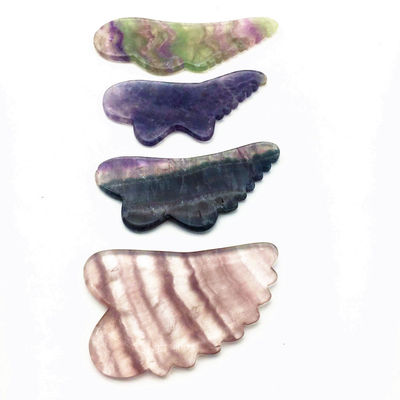 Cuidado de la Salud del Cuerpo Masaje JADE Natural Colorido Guasha Fluorito Gua Sha Escribido Herramienta de Masaje