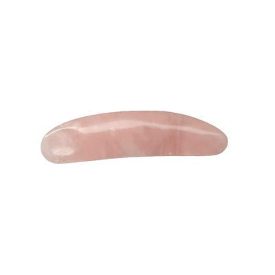 Reduce la hinchazón con espátula cosmética curva y aplicador de crema para ojos de cuarzo rosa mini en la barra de masaje Gua Sha