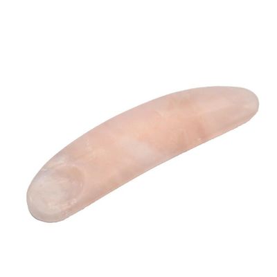 Reduce la hinchazón con espátula cosmética curva y aplicador de crema para ojos de cuarzo rosa mini en la barra de masaje Gua Sha