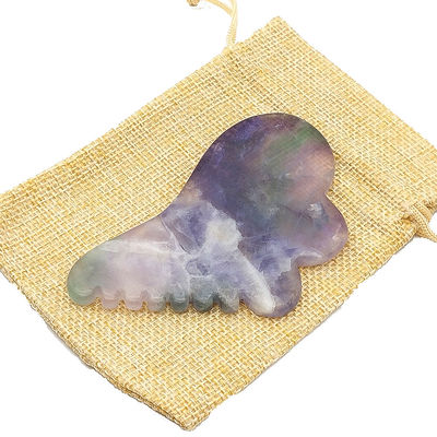 Fluorito natural del arco iris con herramientas de masaje de raspado de Gua Sha colorido 95 * 55mm