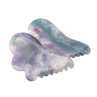 Fluorito natural del arco iris con herramientas de masaje de raspado de Gua Sha colorido 95 * 55mm