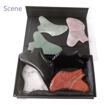 Piedra preciosa personalizada Rosa Cuarzo Rojo Jaspe Howlite Guasha Jade Gua Sha Facial raspado herramienta de masaje con control de tiempo
