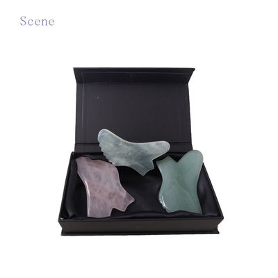 Piedra preciosa personalizada Rosa Cuarzo Rojo Jaspe Howlite Guasha Jade Gua Sha Facial raspado herramienta de masaje con control de tiempo