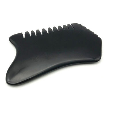Masajeador facial negro Piedra Bian Gua Sha Herramientas de masaje de raspado de piedra de jade natural Masajeador corporal de logotipo personalizado