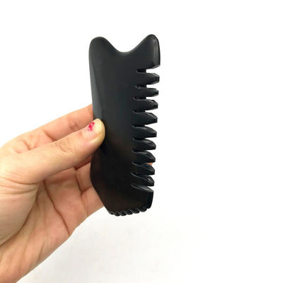 Masajeador facial negro Piedra Bian Gua Sha Herramientas de masaje de raspado de piedra de jade natural Masajeador corporal de logotipo personalizado