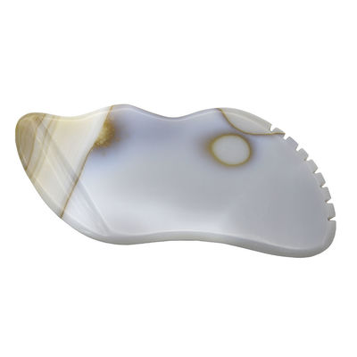 7.5 * 6.5cm Agate gris natural Gua Sha Herramientas para raspar masaje Propiedades del masajista