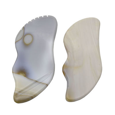 7.5 * 6.5cm Agate gris natural Gua Sha Herramientas para raspar masaje Propiedades del masajista