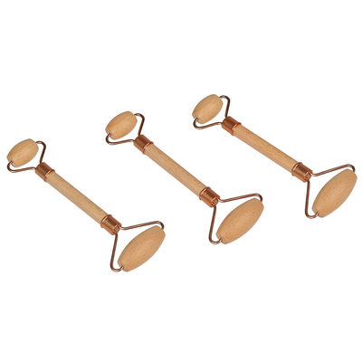 Manilla de madera Doble Roller Guasha Masaje facial con masaje facial Natural Jade Gua Sha Roller