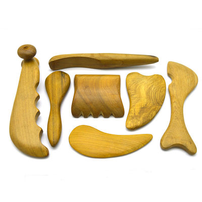 7 pcs-kit Madera Guasha Tableros de mensajes herramientas de rodillo hermosos palillos de acupuntura para la belleza