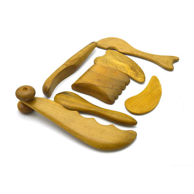 7 pcs-kit Madera Guasha Tableros de mensajes herramientas de rodillo hermosos palillos de acupuntura para la belleza