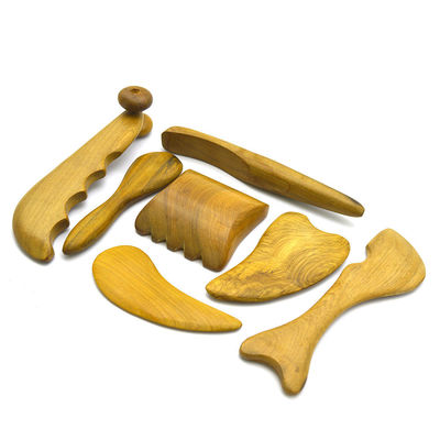 7 pcs-kit Madera Guasha Tableros de mensajes herramientas de rodillo hermosos palillos de acupuntura para la belleza