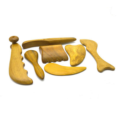 7 pcs-kit Madera Guasha Tableros de mensajes herramientas de rodillo hermosos palillos de acupuntura para la belleza