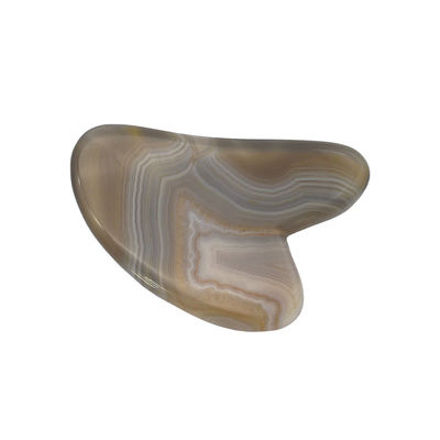 8*5*0.4cm Tabla Guasha de forma de raspador tradicional para masaje facial Herramienta de masaje de color gris Agate de corazón Agate Gua Sha Terapia de acupuntura