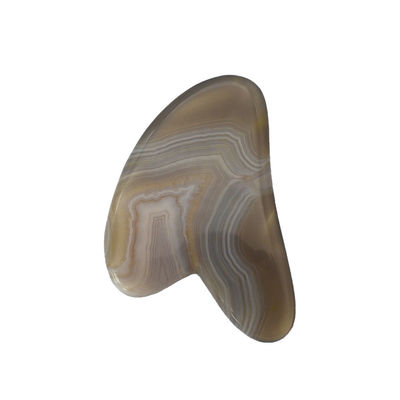 8*5*0.4cm Tabla Guasha de forma de raspador tradicional para masaje facial Herramienta de masaje de color gris Agate de corazón Agate Gua Sha Terapia de acupuntura