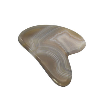 8*5*0.4cm Tabla Guasha de forma de raspador tradicional para masaje facial Herramienta de masaje de color gris Agate de corazón Agate Gua Sha Terapia de acupuntura