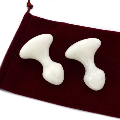 Logotipo personalizado de Jade Blanco Gua Sha herramienta de masaje para la cara y el cuello alivio del dolor piedra de masaje
