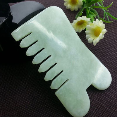 Peinado para cabello portátil Abarke piedra de jade natural Gua Sha masaje facial Peinado para cabello con masajeador para la cabeza de seis dientes