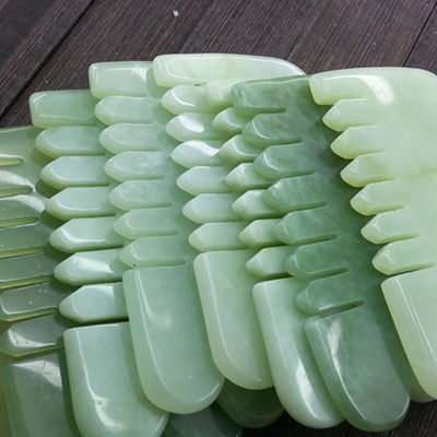 Peinado para cabello portátil Abarke piedra de jade natural Gua Sha masaje facial Peinado para cabello con masajeador para la cabeza de seis dientes