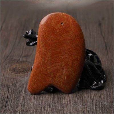 Piedra roja Bian Gua Sha herramienta para raspar masajista cuerpo 10.5cm*6cm*0.7cm longitud