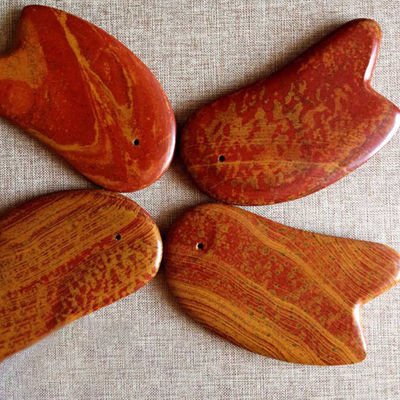 Piedra roja Bian Gua Sha herramienta para raspar masajista cuerpo 10.5cm*6cm*0.7cm longitud
