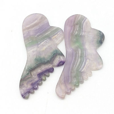 Cuidado personal de la salud 95 * 45mm colorido de fluorito Gua Sha para masaje de la piel de la cara y el cuerpo herramienta para tratamiento de acupuntura SPA