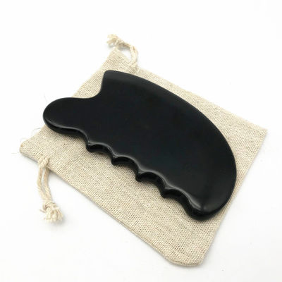 OEM ODM Terapia Negra Natural Piedra Bian Guasha Herramientas de masaje de raspado Gua Sha para el cuerpo 11.5 * 6 * 0.8cm