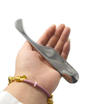 15.5 * 2.5cm Plata Gua ShaScraping Mesa de masaje cuerpo Guasha herramienta de masaje de acero inoxidable herramientas de raspado para aliviar el dolor