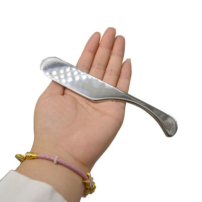 15.5 * 2.5cm Plata Gua ShaScraping Mesa de masaje cuerpo Guasha herramienta de masaje de acero inoxidable herramientas de raspado para aliviar el dolor