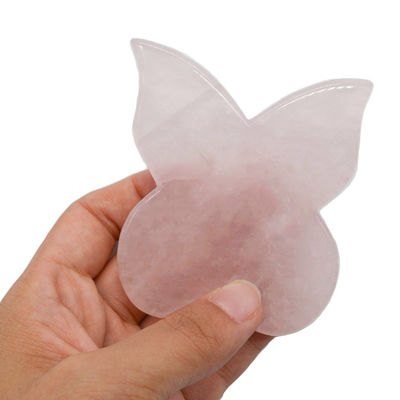 Instrumento de belleza personal 90mm Tarjeta Guasha de Mariposa Rosa con Piedra de Oro Rosa Cuarzo Gua Sha