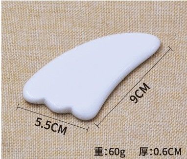Guasha de cerámica natural herramientas de raspado facial para masajeador Guasha cuerpo blanco de mano