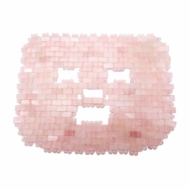 7.4 * 9.25 pulgadas Rosa Cuarzo de Jade Máscara de masaje de ojos de piedra natural masajeador de rostro máscara de sueño para la función de masaje de belleza