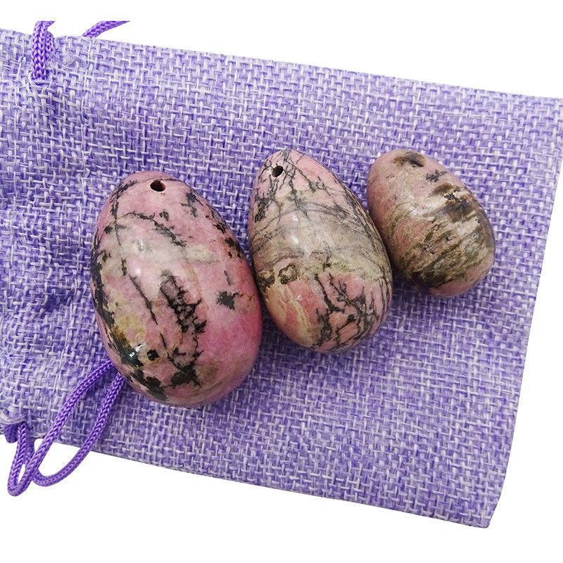Ejercicio de Kegel Piedras preciosas Jade caliente Rhodonite Palm Stone Yoni huevos para mujeres Entrenamiento muscular pélvico en 3 tamaños