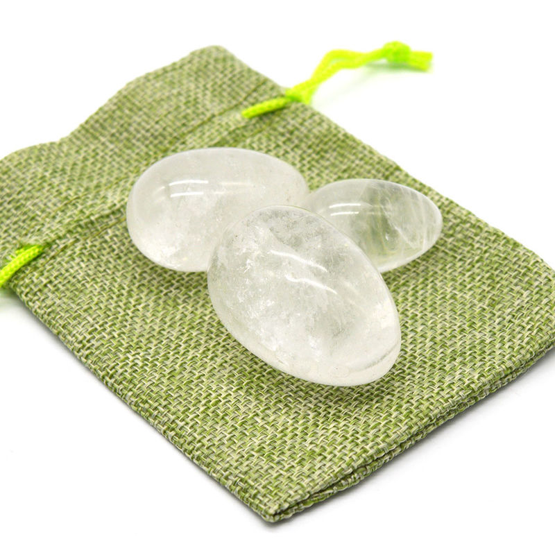 Cristal de roca clara cuarzo Yoni huevos técnica pulida OEM Acceptado piedra preciosa natural Chakra de curación Lapidary