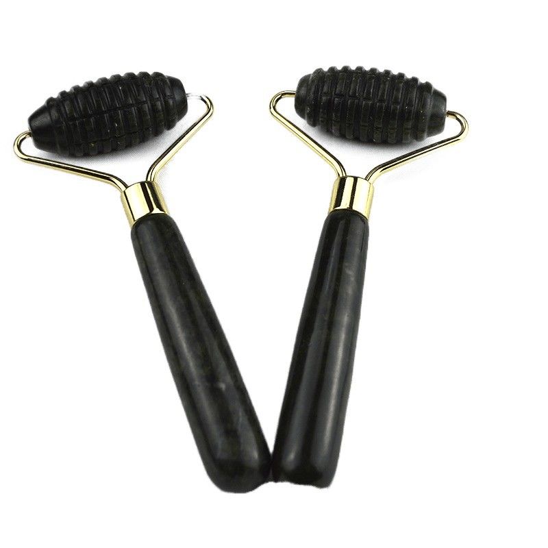 Logotipo personalizado DisponibleD Spikey Natural Xiuyan Jade Facial Guasha Roller Facial Masajista Para Masaje de Piel Gua Sha Herramientas de Belleza Para Mujer