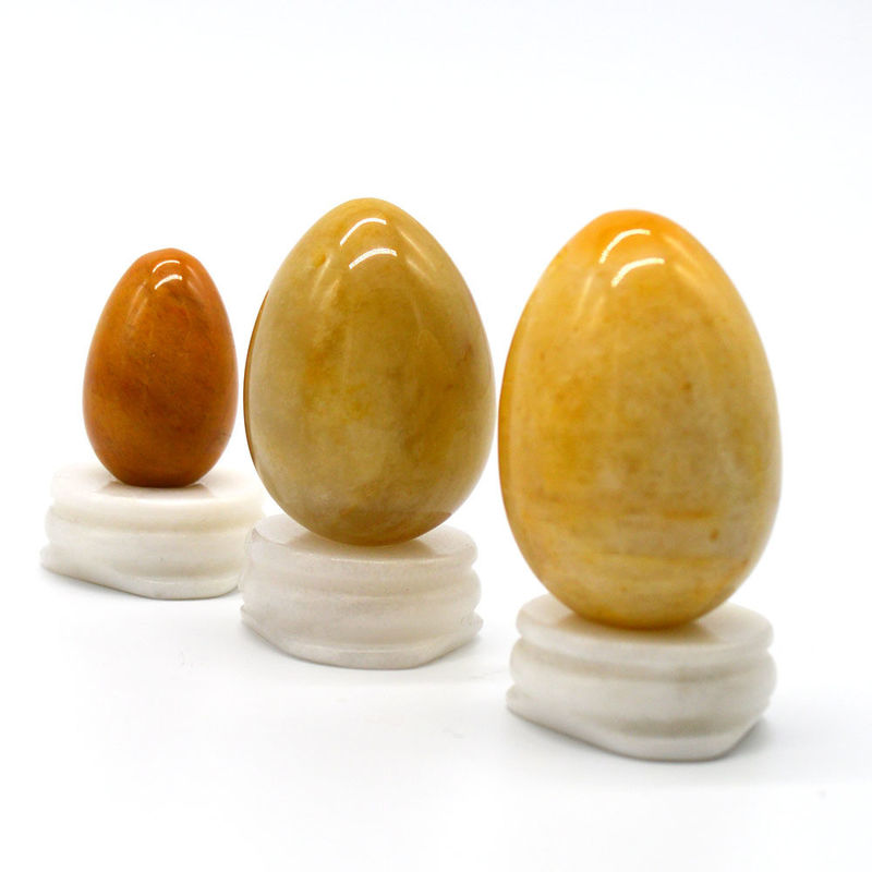 Apretamiento vaginal con huevos de jade amarillo natural herramienta de ejercicios de Kegel 45*30/40x30/x20mm