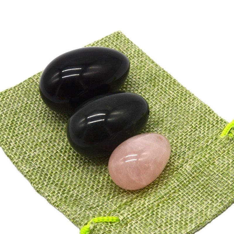 Características regionales Obsidiano tallado Nefrita Rosa Cuarzo Huevos de jade natural Yoni huevos pulidos Piedra preciosa
