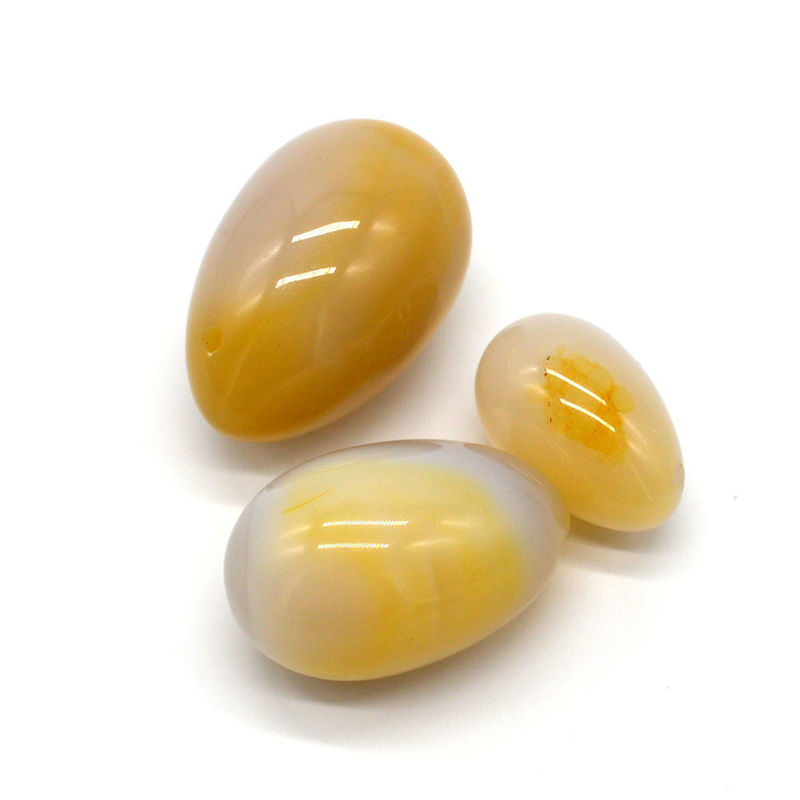 Gravado de piedra natural de ágata huevos perforados ejercicio vaginal huevos de jade 45*30mm/40*25mm/30*20mm