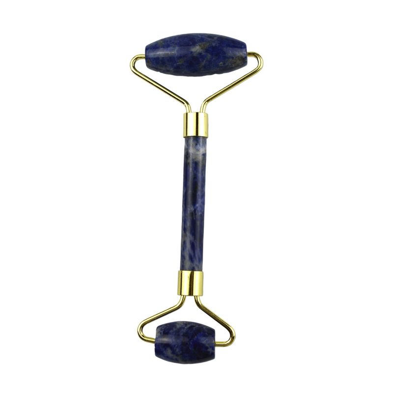 Masaje facial producto de belleza masajeador de cabeza de ojos azul Sodalite Facial Roller Jade Gua Sha herramienta para el cuidado de la piel con logotipo personalizado